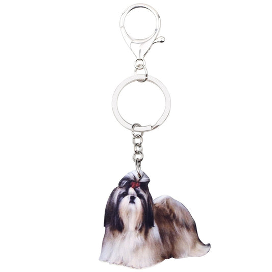 Acrylic Original Shih Tzu Dog Key Chains Animal Keychain For Women Girls Female Holder Car Key Charms Kids Gift Drop Ship