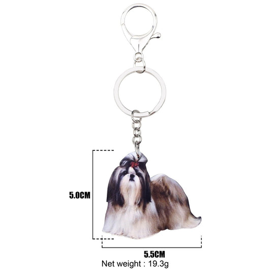 Acrylic Original Shih Tzu Dog Key Chains Animal Keychain For Women Girls Female Holder Car Key Charms Kids Gift Drop Ship