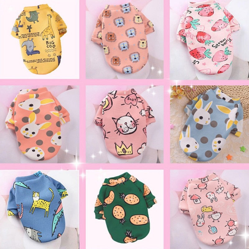 Cute Print Small Dog Hoodie Coat Winter Warm Pet Clothes for Shih Tzu Sweatshirt Puppy Cat Pullover Dogs Pets Clothing Chihuahua