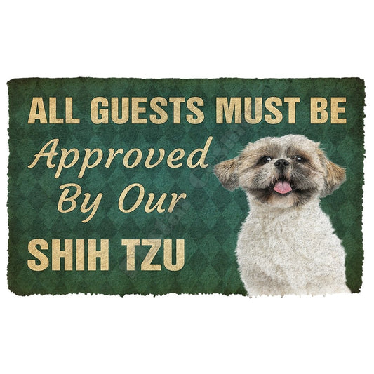 'Must Be Approved By Our Shih Tzu' Custom Doormat Non Slip Door Floor Mats Decor Porch Doormat Shih Tzu