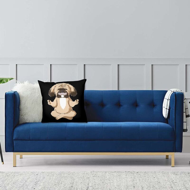 Meditation Yoga Shih Tzu Dog Throw Pillow Case Home Decor Custom Pet Puppy Cushion Cover 40x40cm Pillowcover for Living Room
