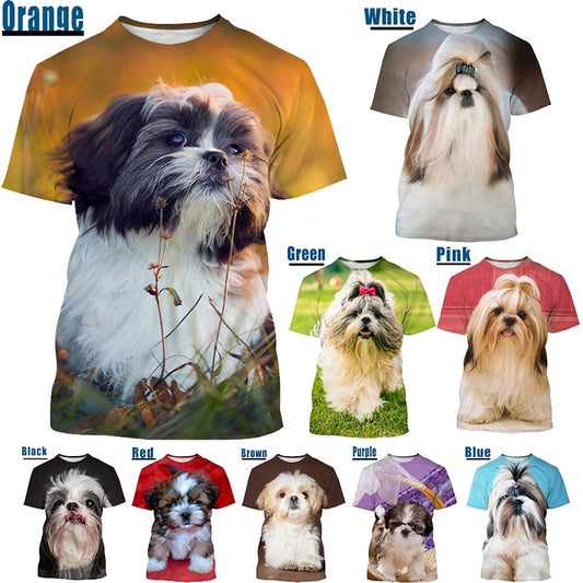 2022 New Fashion Unisex Funny 3D Printed  Shih Tzu Dog short Sleeved-Shirt  Cute Shih Tzu Dog 3D Printed T-shirt for Men/women