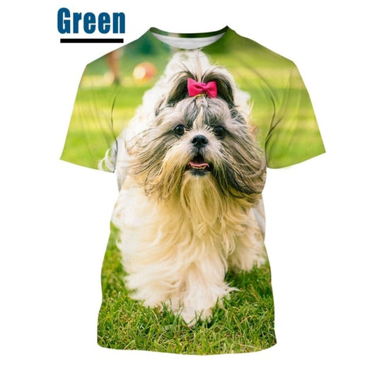 2022 New Fashion Unisex Funny 3D Printed  Shih Tzu Dog short Sleeved-Shirt  Cute Shih Tzu Dog 3D Printed T-shirt for Men/women