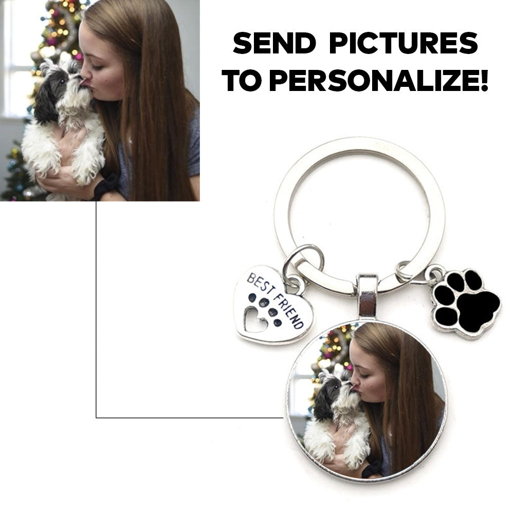 Custom DIY Shih Tzu Photo Keychain I Love Shih Tzu Glass Crystal Pendant Mini Heart Keychain Car Key Man and Woman Favorite Gift Souvenir