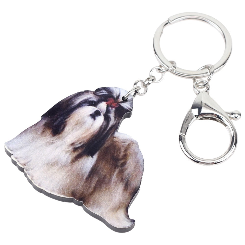 Acrylic Original Shih Tzu Dog Key Chains Animal Keychain For Women Girls Female Holder Car Key Charms Kids Gift Drop Ship