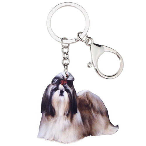 Acrylic Original Shih Tzu Dog Key Chains Animal Keychain For Women Girls Female Holder Car Key Charms Kids Gift Drop Ship