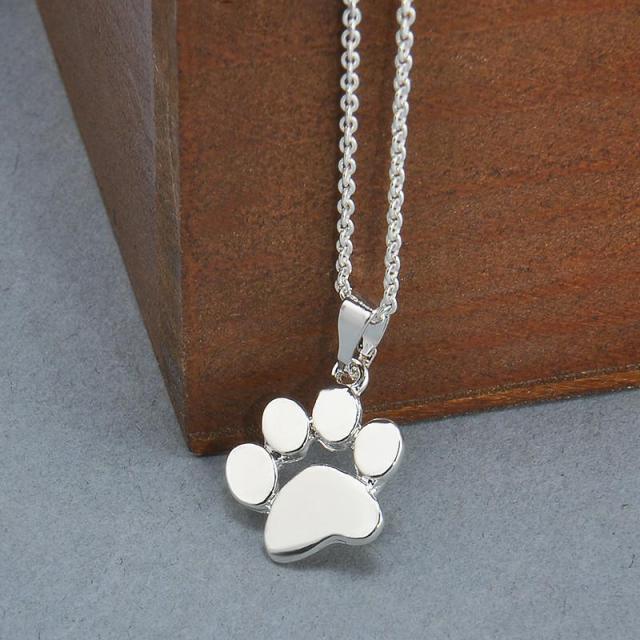 Silver Gold Shih Tzu Necklace For Women Jewelry Accessories Necklace Pendant Footprints