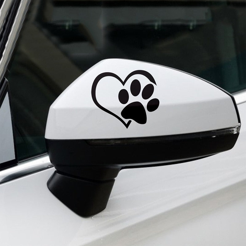 New Cute Shih Tzu Paw Peach Heart Car Sticker Cartoon Animal Love Pet Car Decal 3D Animal Dog Foot Prints Footprint