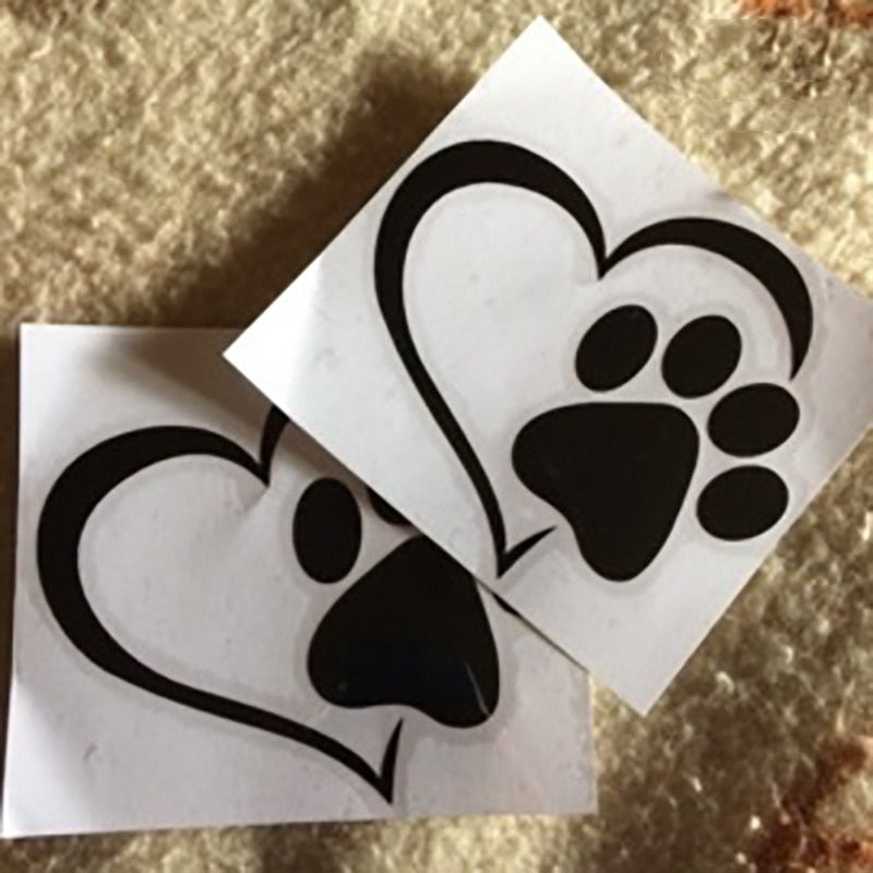 New Cute Shih Tzu Paw Peach Heart Car Sticker Cartoon Animal Love Pet Car Decal 3D Animal Dog Foot Prints Footprint