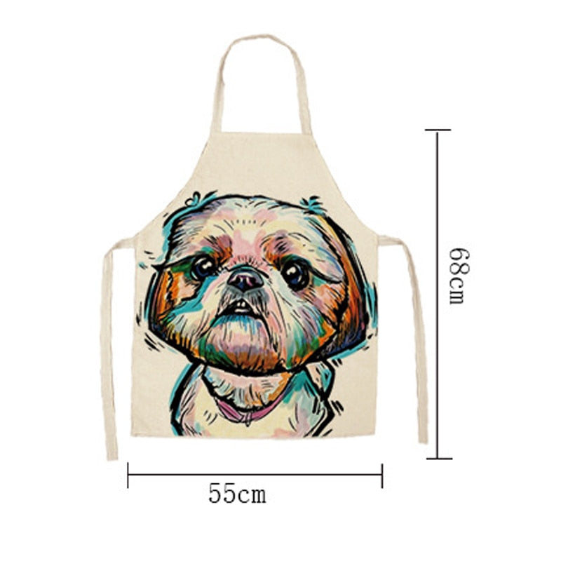 Shih Tzu Kitchen Household Adult Antifouling Apron Sleeveless Polyester Shih Tzu Series Printed Coverall