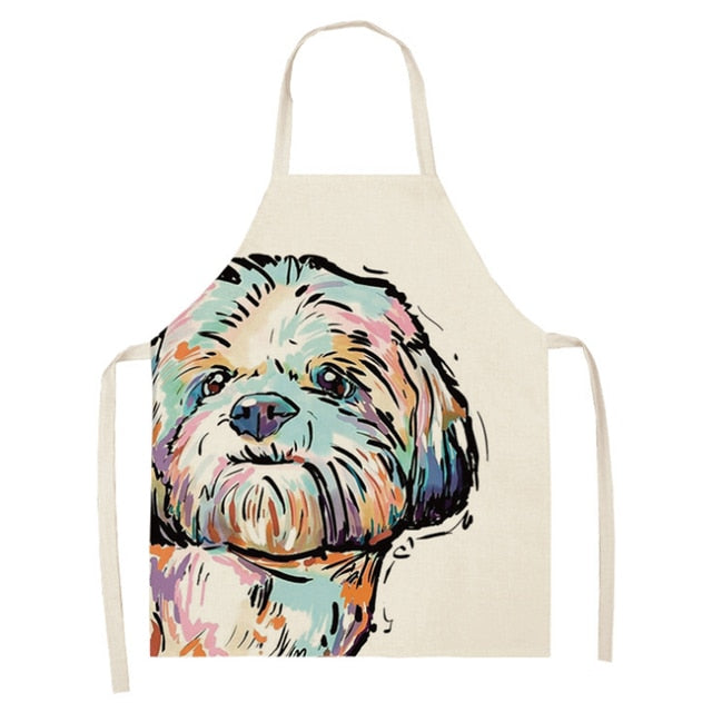 Shih Tzu Kitchen Household Adult Antifouling Apron Sleeveless Polyester Shih Tzu Series Printed Coverall