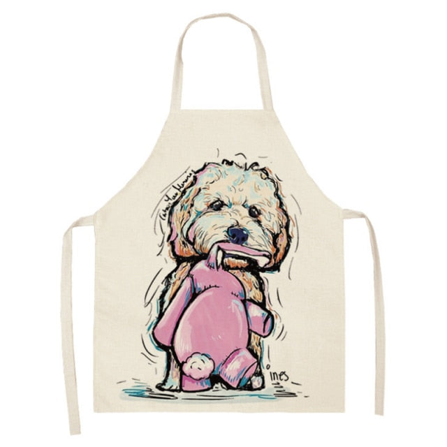 Shih Tzu Kitchen Household Adult Antifouling Apron Sleeveless Polyester Shih Tzu Series Printed Coverall