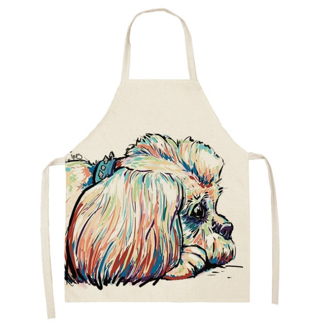 Shih Tzu Kitchen Household Adult Antifouling Apron Sleeveless Polyester Shih Tzu Series Printed Coverall