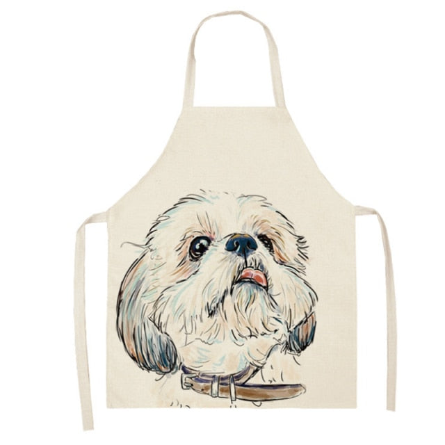 Shih Tzu Kitchen Household Adult Antifouling Apron Sleeveless Polyester Shih Tzu Series Printed Coverall