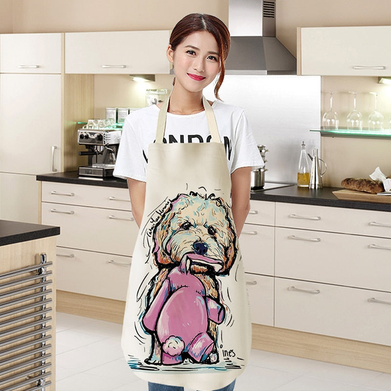 Shih Tzu Kitchen Household Adult Antifouling Apron Sleeveless Polyester Shih Tzu Series Printed Coverall