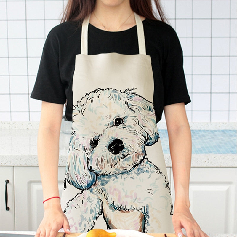 Shih Tzu Kitchen Household Adult Antifouling Apron Sleeveless Polyester Shih Tzu Series Printed Coverall