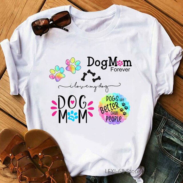 Shih Tzu Adorable Puppy Dog Graphic Print T-Shirt Women Clothes 2022 Funny Dog Mom Tshirt Femme Summer Fashion T Shirt Female