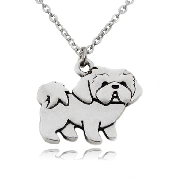 Vintage Boho Shih Tzu Dog Charm Pendant Necklaces For Girls Pendant Stainless Steel Chain Animal Necklace Women