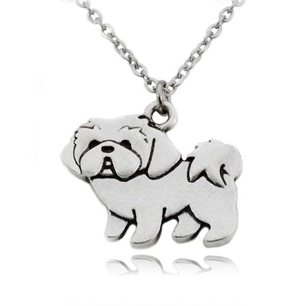 Vintage Boho Shih Tzu Dog Charm Pendant Necklaces For Girls Pendant Stainless Steel Chain Animal Necklace Women