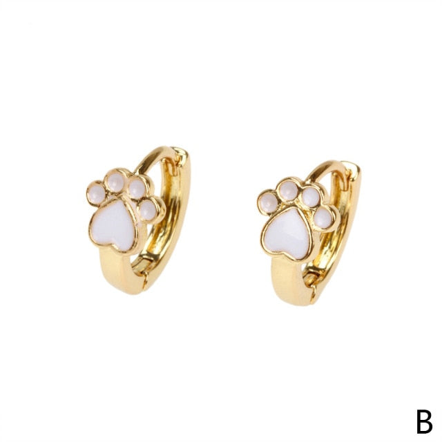 Fashion Cute Pink Zircon Shih Tzu Paw Earrings Trend Pink Claw Stud Earrings For Women Jewelry