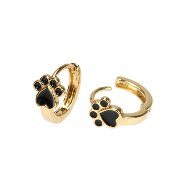 Fashion Cute Pink Zircon Shih Tzu Paw Earrings Trend Pink Claw Stud Earrings For Women Jewelry