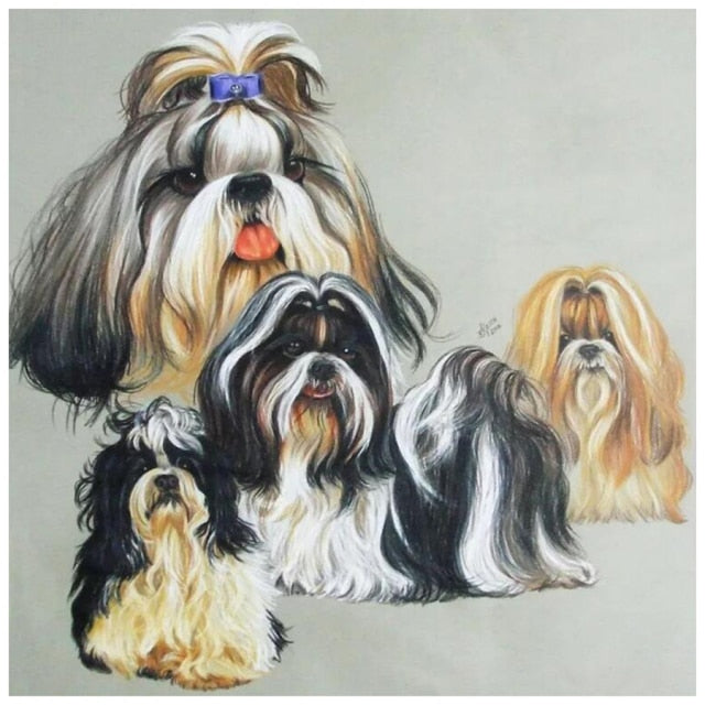 5D Diy Diamond Painting by Number Shih Tzu Dog Picture Rhinestone Embroidery Animal Pet Mosaic Diamond Art Puppy Cross Stitch