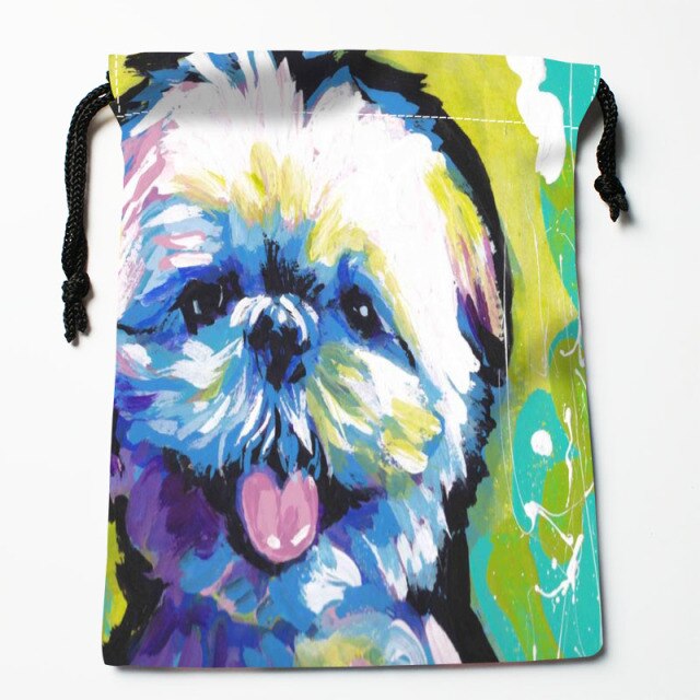 Shih Tzu Dog Painting Drawstring Bag 18X22 Cm Small Travel Women Small Cloth Bag Gift Pouch