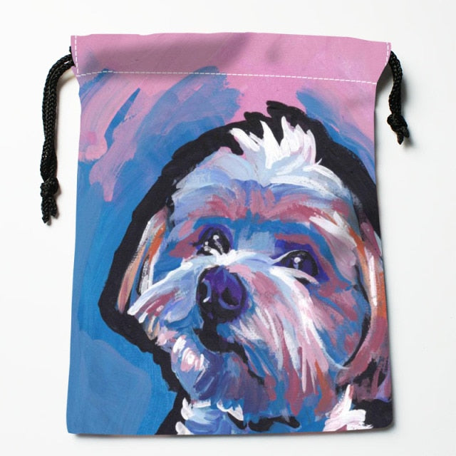 Shih Tzu Dog Painting Drawstring Bag 18X22 Cm Small Travel Women Small Cloth Bag Gift Pouch