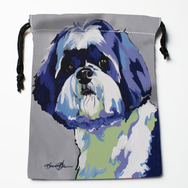 Shih Tzu Dog Painting Drawstring Bag 18X22 Cm Small Travel Women Small Cloth Bag Gift Pouch