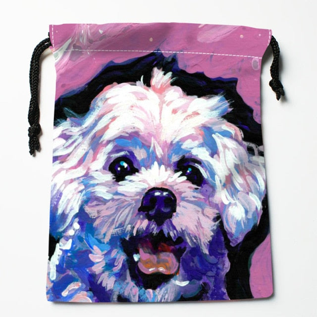 Shih Tzu Dog Painting Drawstring Bag 18X22 Cm Small Travel Women Small Cloth Bag Gift Pouch