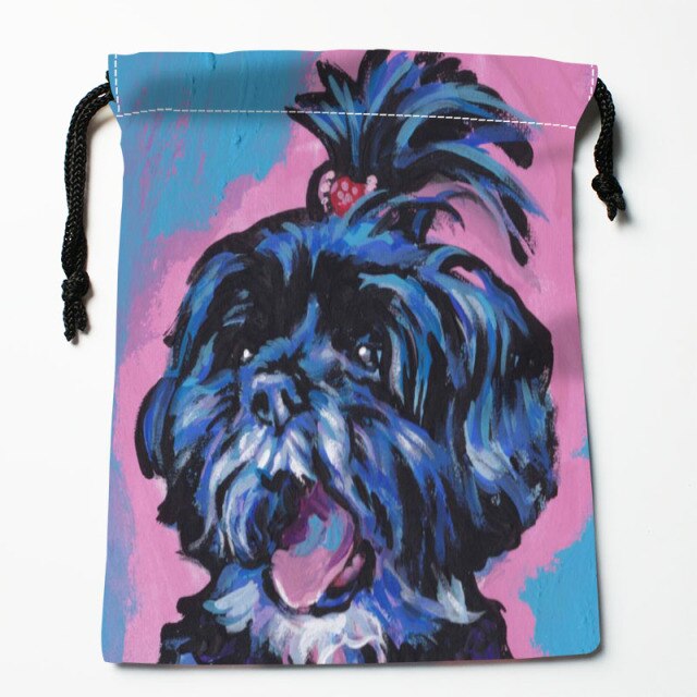 Shih Tzu Dog Painting Drawstring Bag 18X22 Cm Small Travel Women Small Cloth Bag Gift Pouch