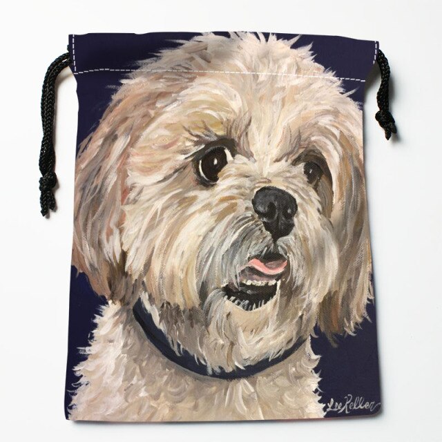 Shih Tzu Dog Painting Drawstring Bag 18X22 Cm Small Travel Women Small Cloth Bag Gift Pouch