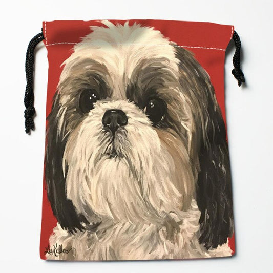 Shih Tzu Dog Painting Drawstring Bag 18X22 Cm Small Travel Women Small Cloth Bag Gift Pouch