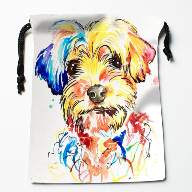 Shih Tzu Dog Painting Drawstring Bag 18X22 Cm Small Travel Women Small Cloth Bag Gift Pouch