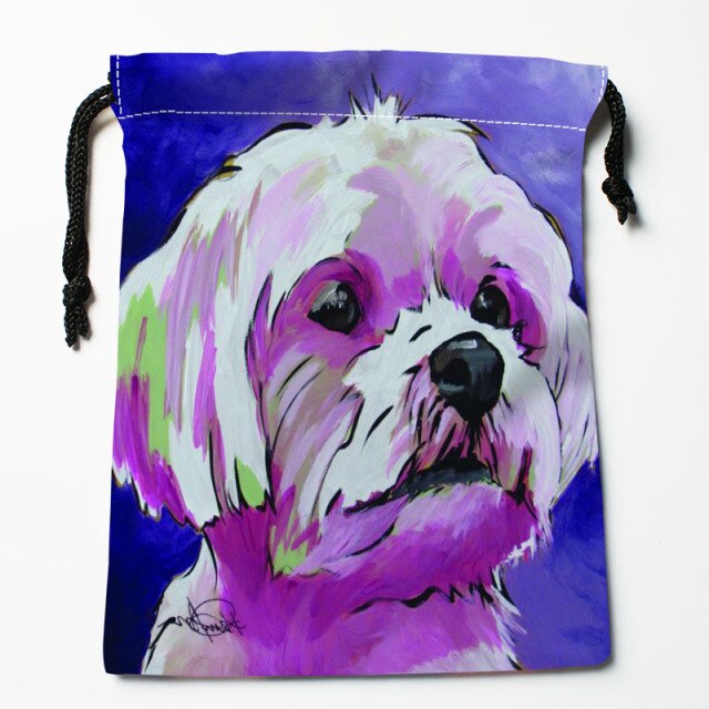 Shih Tzu Dog Painting Drawstring Bag 18X22 Cm Small Travel Women Small Cloth Bag Gift Pouch