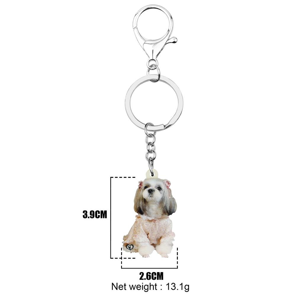 Acrylic Cute Shih Tzu Dog Keychains Key Ring Sweet Pet Animal Key Chain Jewelry For Women Kids Gift Bag Charms