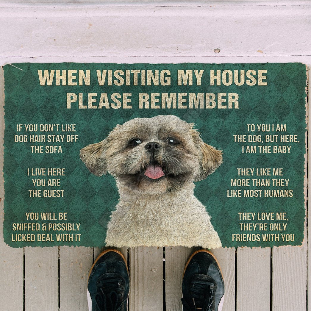 3D Please Remember Shih Tzu House Rules Custom Doormat Non Slip Door Floor Mats Decor Porch Doormat