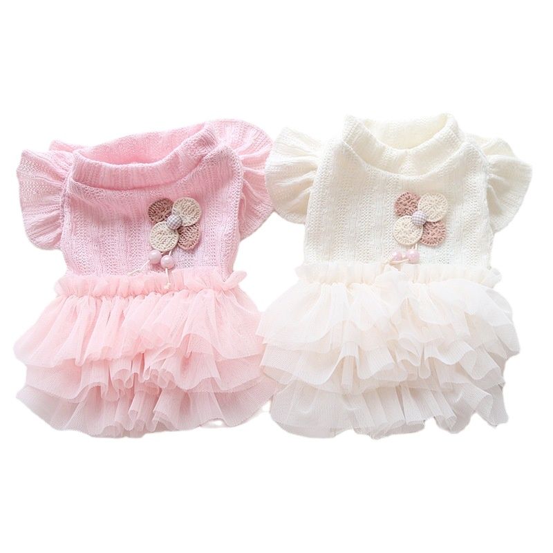 Shih Tzu Dress White Pink Dresses Puppy Skirt Shih Tzu Doggy Costume Pet Clothes